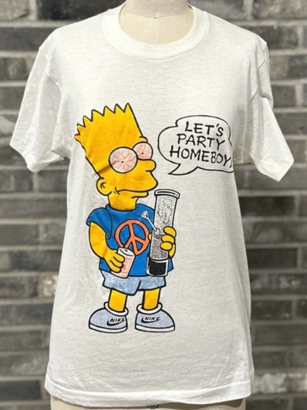 Vintage Bart Simpson Lets Party Homeboy Screen Stars Single Stitch USA T Shirt